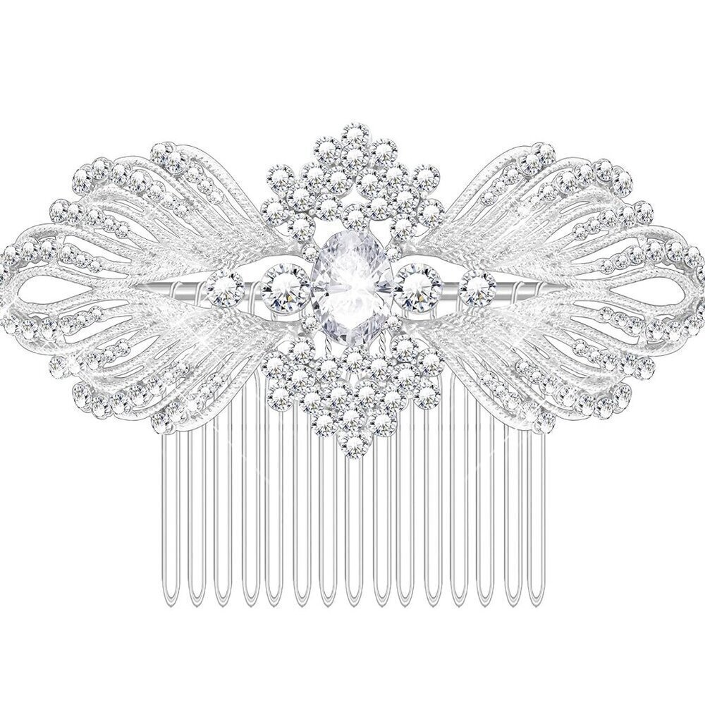 Women's Austrian Crystal Bride Wings Wedding Hair Comb Hair Accessories Art Deco